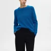 SELECTED LÅNGÄRMAD STICKAD TRÖJA Blue Best Sale