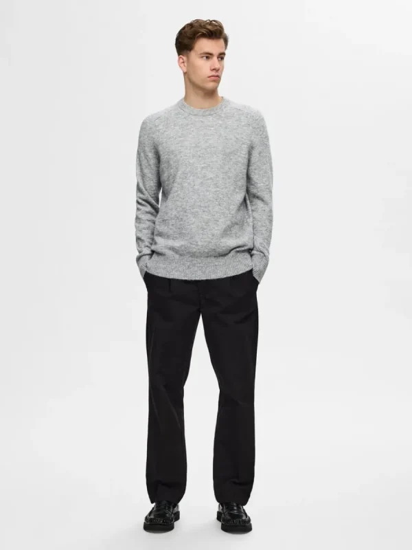 SELECTED LÅNGÄRMAD STICKAD TRÖJA Grey Discount