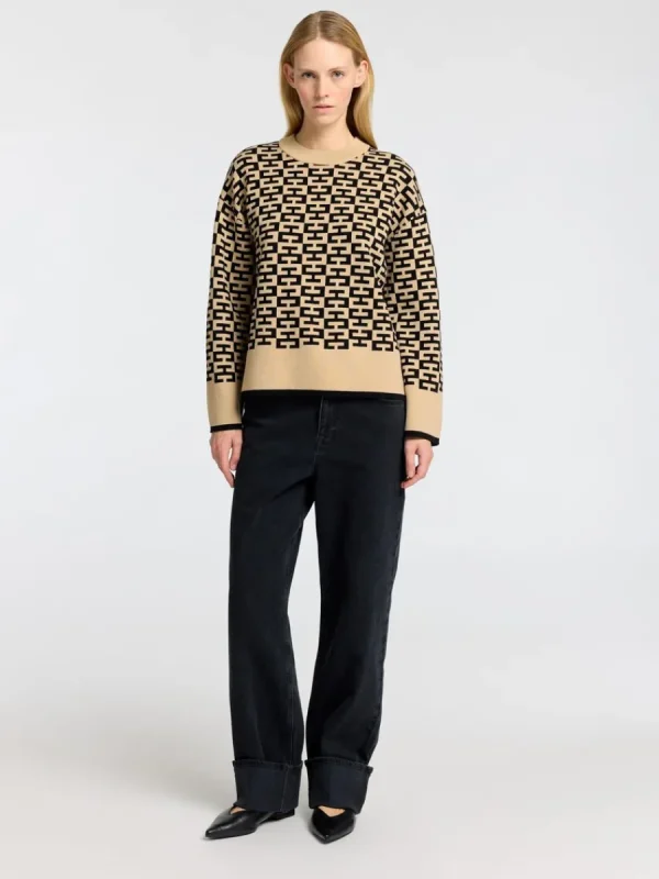 SELECTED LÅNGÄRMAD STICKAD TRÖJA Brown Shop