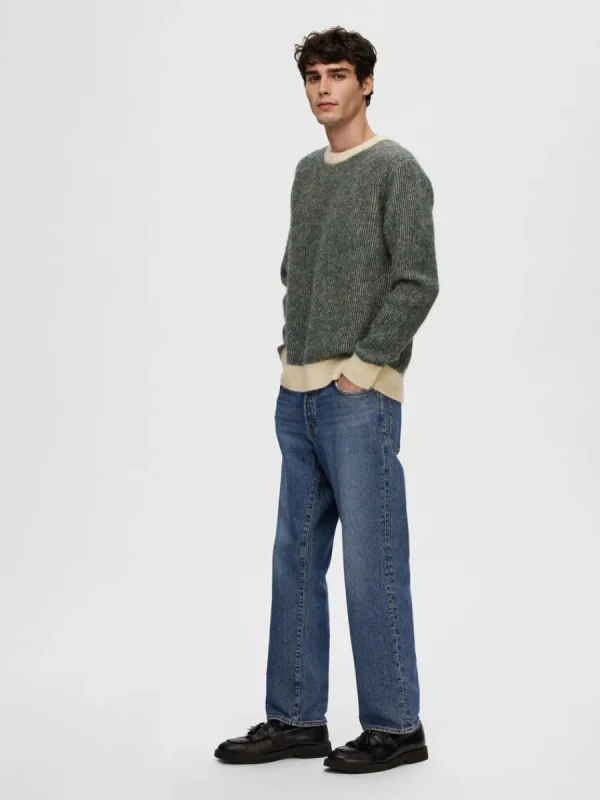 SELECTED LÅNGÄRMAD STICKAD TRÖJA Grey Best