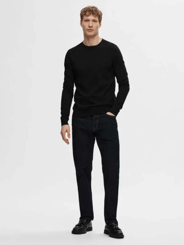 SELECTED LÅNGÄRMAD STICKAD TRÖJA Black Cheap