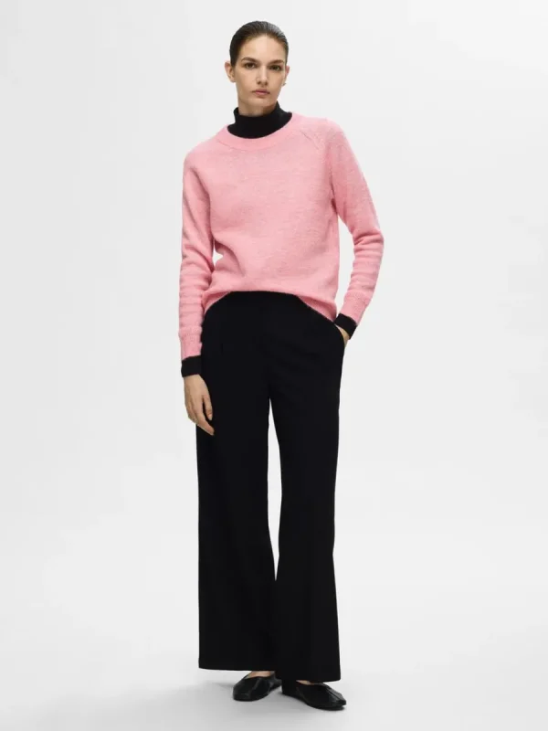 SELECTED LÅNGÄRMAD STICKAD TRÖJA Pink Flash Sale