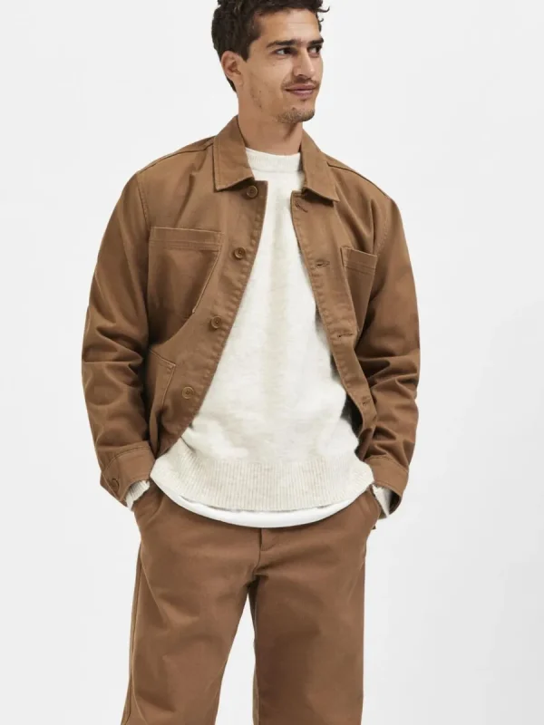 SELECTED LÅNGÄRMAD STICKAD TRÖJA Beige Clearance