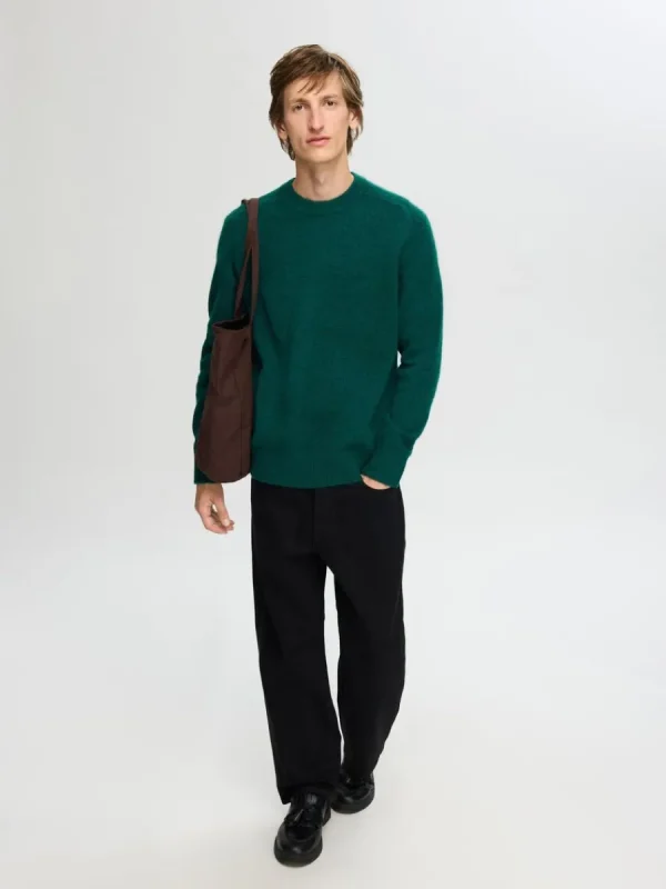 SELECTED LÅNGÄRMAD STICKAD TRÖJA Green Best Sale