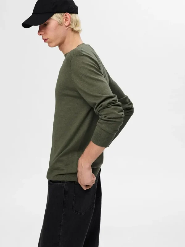 SELECTED LÅNGÄRMAD STICKAD TRÖJA Green Cheap