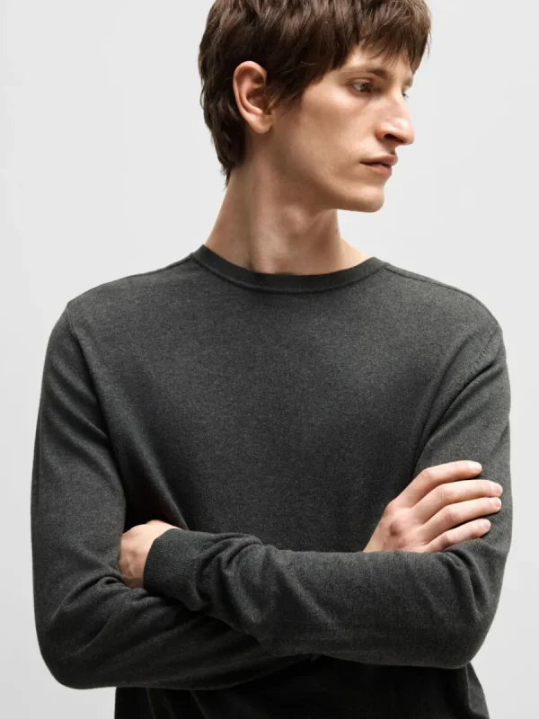 SELECTED LÅNGÄRMAD STICKAD TRÖJA Grey Shop