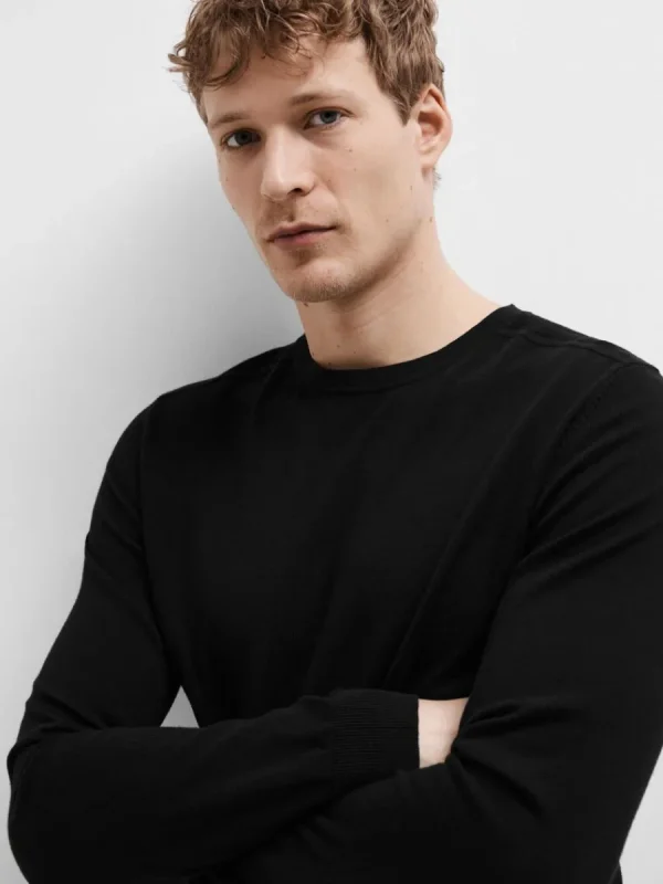 SELECTED LÅNGÄRMAD STICKAD TRÖJA Black Cheap