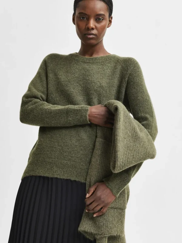 SELECTED LÅNGÄRMAD STICKAD TRÖJA Green New