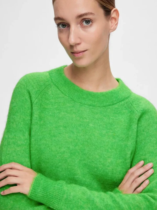 SELECTED LÅNGÄRMAD STICKAD TRÖJA Green Fashion