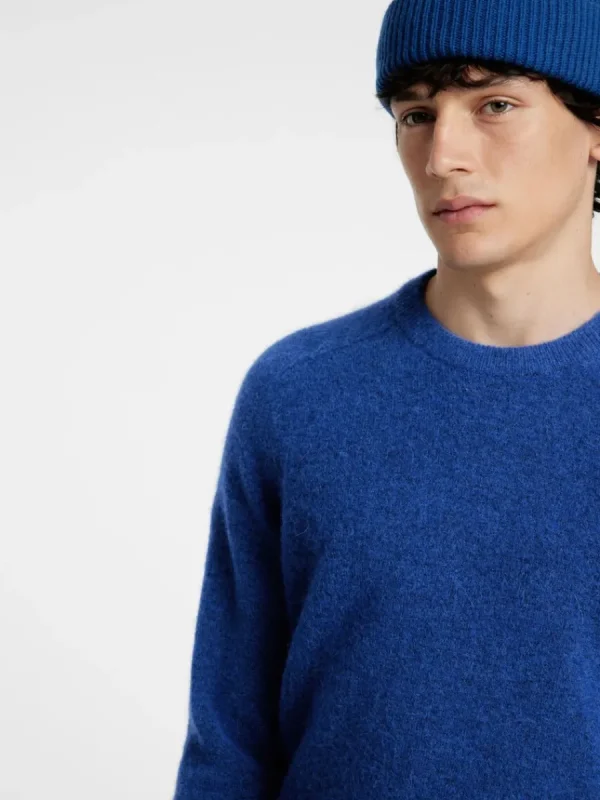 SELECTED LÅNGÄRMAD STICKAD TRÖJA Blue Cheap