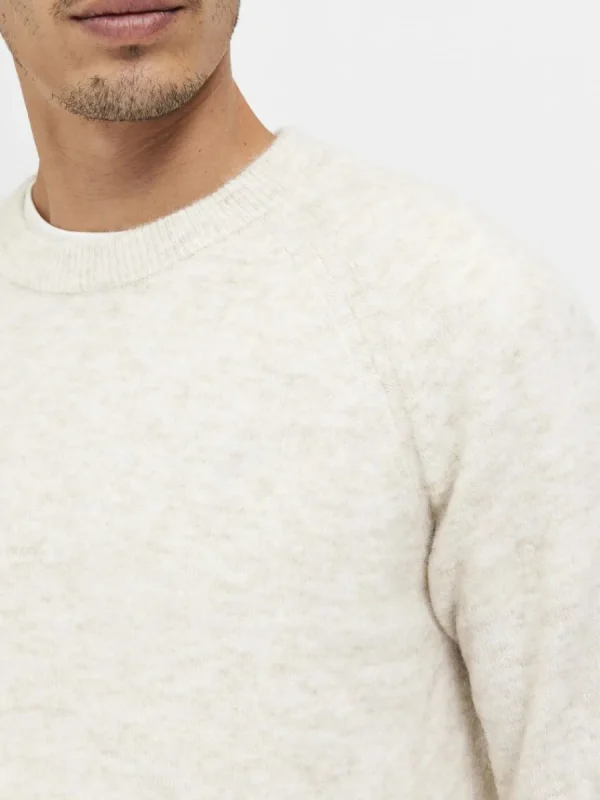 SELECTED LÅNGÄRMAD STICKAD TRÖJA Beige Clearance