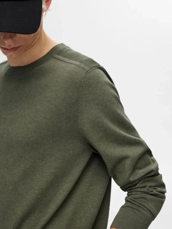 SELECTED LÅNGÄRMAD STICKAD TRÖJA Green Cheap