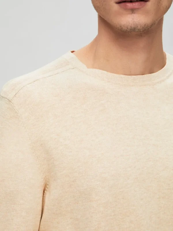 SELECTED LÅNGÄRMAD STICKAD TRÖJA Beige Shop