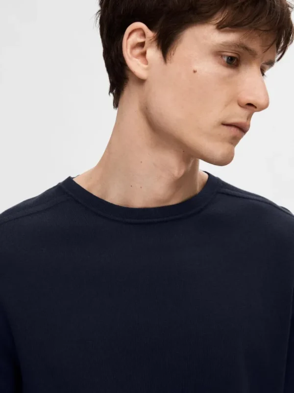 SELECTED LÅNGÄRMAD STICKAD TRÖJA Blue Store