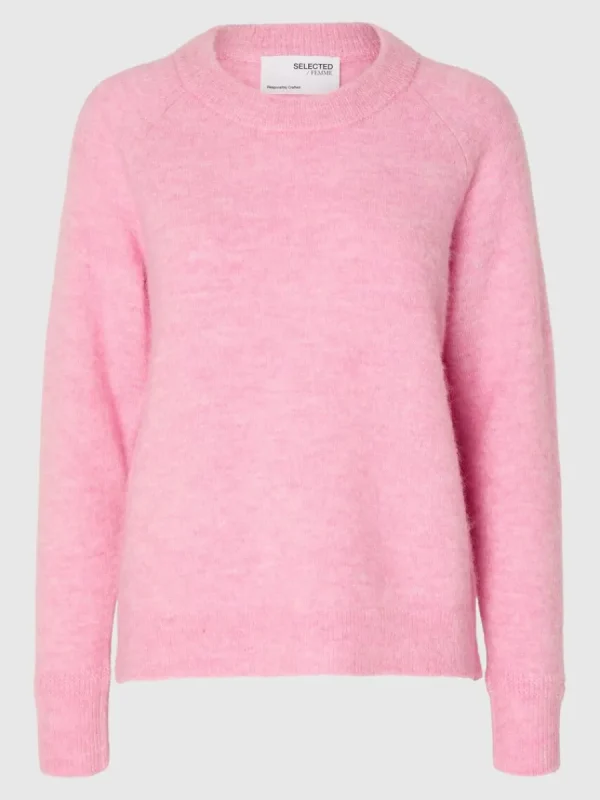 SELECTED LÅNGÄRMAD STICKAD TRÖJA Pink Fashion