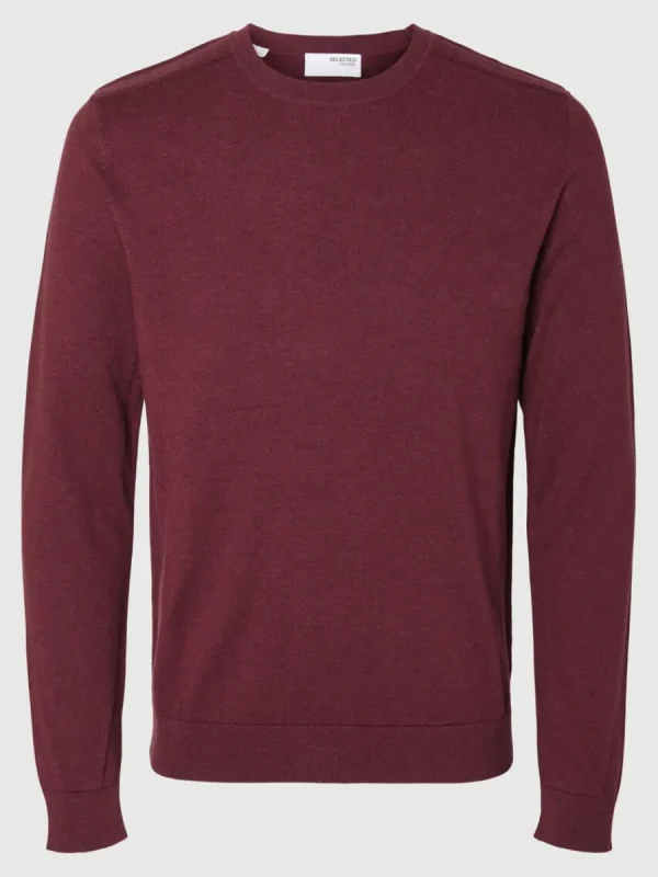 SELECTED LÅNGÄRMAD STICKAD TRÖJA Bordeaux Cheap