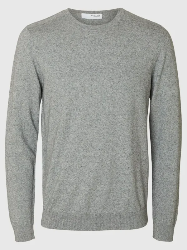 SELECTED LÅNGÄRMAD STICKAD TRÖJA Grey Discount