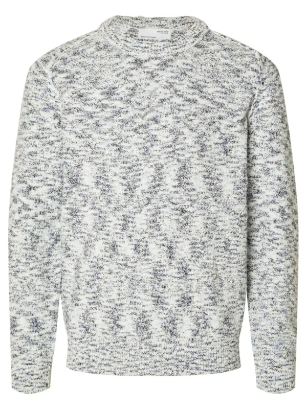 SELECTED LÅNGÄRMAD STICKAD TRÖJA Blue Store