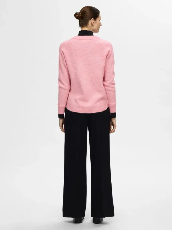 SELECTED LÅNGÄRMAD STICKAD TRÖJA Pink Flash Sale