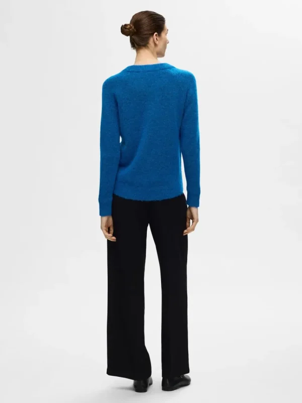 SELECTED LÅNGÄRMAD STICKAD TRÖJA Blue Best Sale
