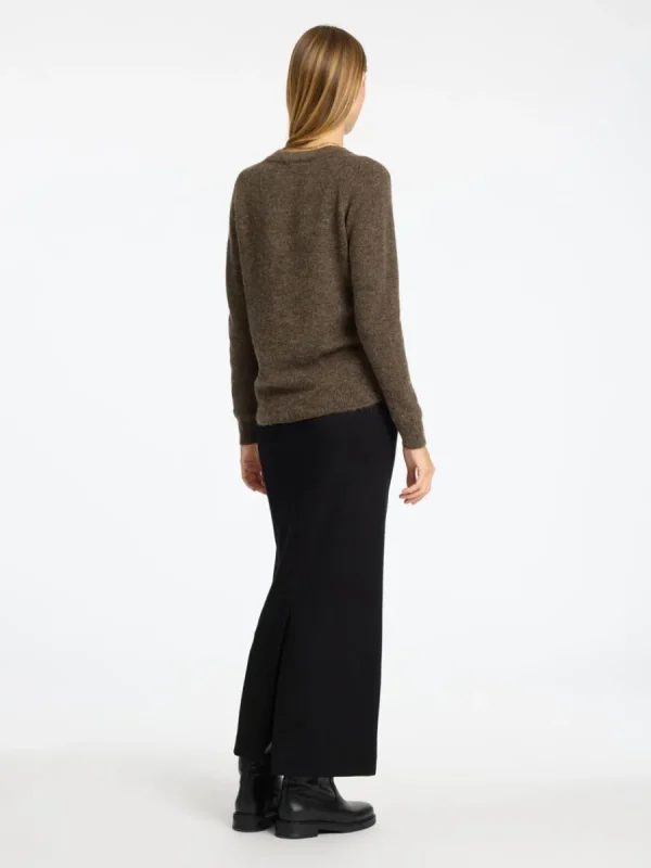 SELECTED LÅNGÄRMAD STICKAD TRÖJA Brown Discount