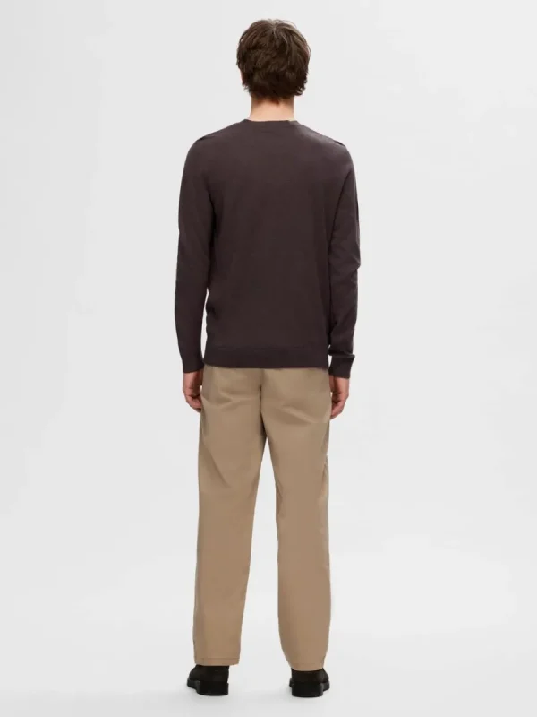 SELECTED LÅNGÄRMAD STICKAD TRÖJA Brown Clearance