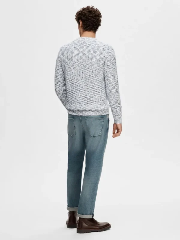 SELECTED LÅNGÄRMAD STICKAD TRÖJA Blue Store