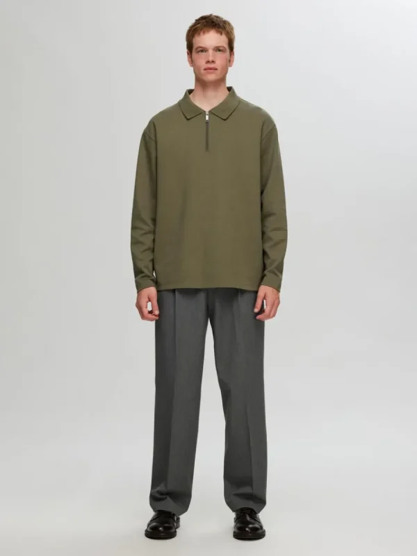 SELECTED LÅNGÄRMAD SWEATSHIRT MED DRAGKEDJA Green New