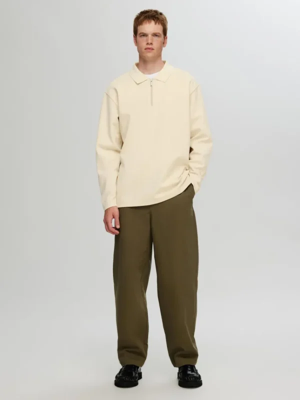 SELECTED LÅNGÄRMAD SWEATSHIRT MED DRAGKEDJA Beige Clearance
