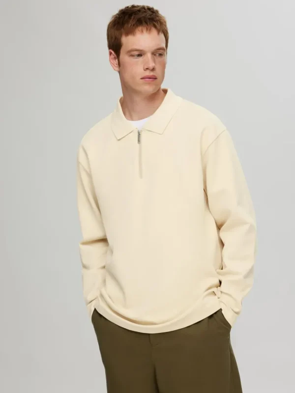 SELECTED LÅNGÄRMAD SWEATSHIRT MED DRAGKEDJA Beige Clearance