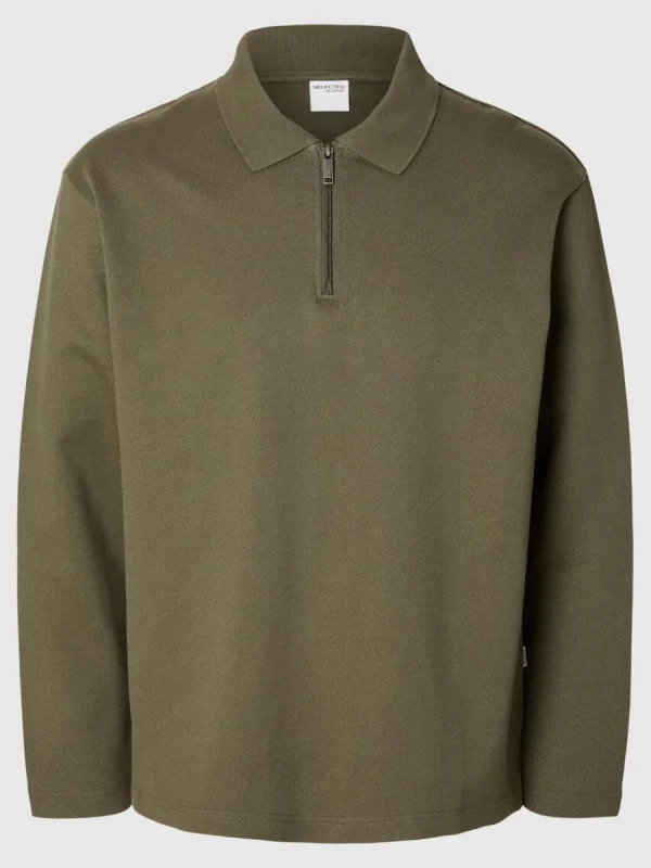 SELECTED LÅNGÄRMAD SWEATSHIRT MED DRAGKEDJA Green New