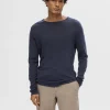 SELECTED LÅNGÄRMAD TRÖJA Blue Discount
