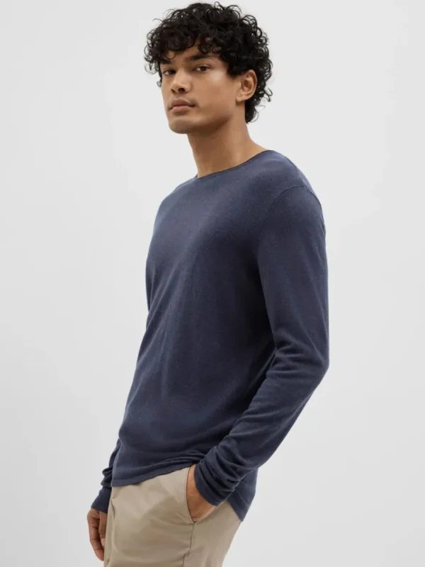SELECTED LÅNGÄRMAD TRÖJA Blue Discount