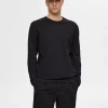 SELECTED LÅNGÄRMAD T-SHIRT Black Hot