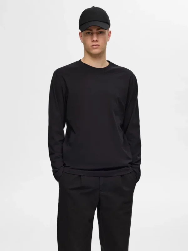 SELECTED LÅNGÄRMAD T-SHIRT Black Hot