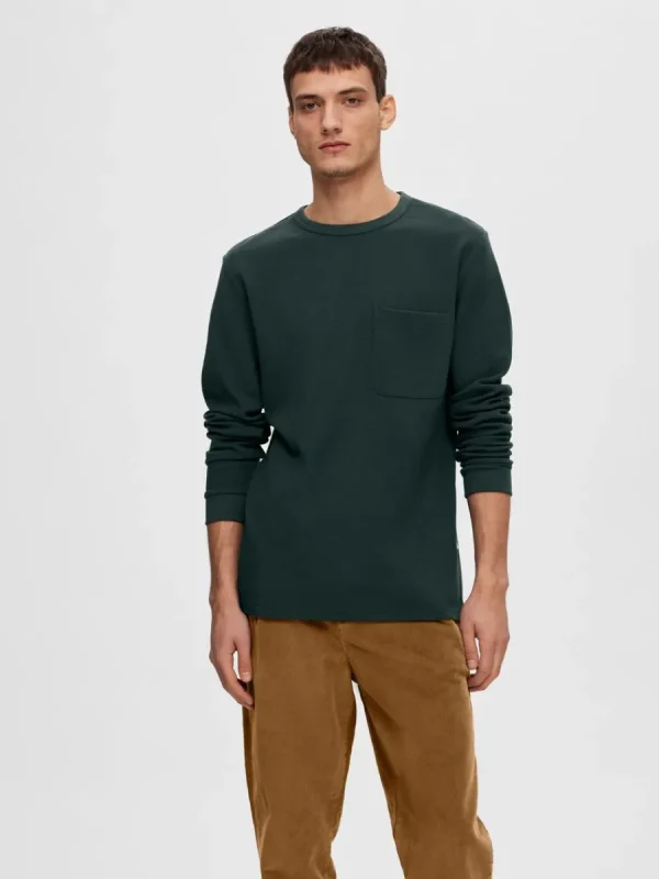 SELECTED LÅNGÄRMAD T-SHIRT Grey Cheap