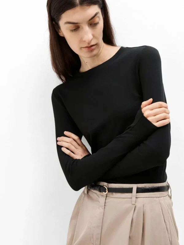 SELECTED LÅNGÄRMAD T-SHIRT Black Hot