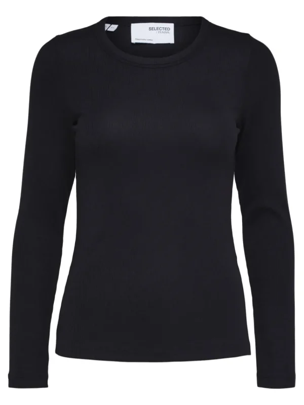 SELECTED LÅNGÄRMAD T-SHIRT Black Cheap