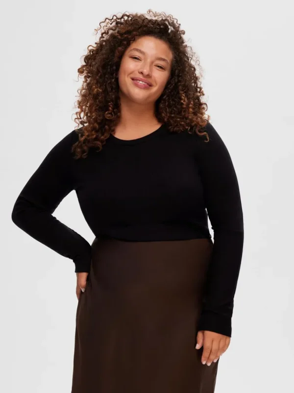 SELECTED LÅNGÄRMAD T-SHIRT Black Cheap