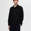 SELECTED LÅNGÄRMAD ÖVERSKJORTA Black Flash Sale