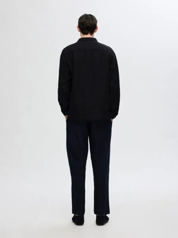 SELECTED LÅNGÄRMAD ÖVERSKJORTA Black Flash Sale