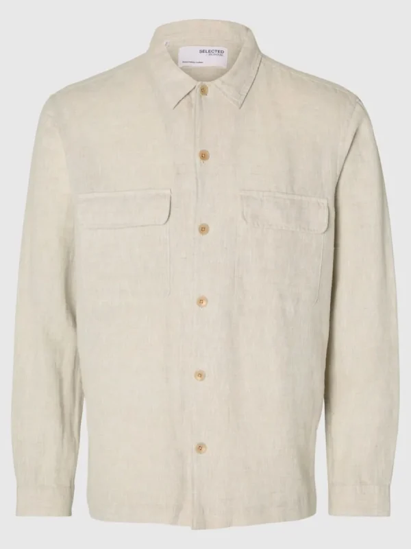 SELECTED LÅNGÄRMAD ÖVERSKJORTA Beige Hot