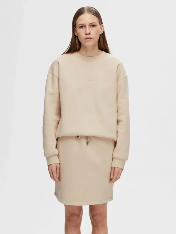 SELECTED LOGOTYPBRODERI SWEATSHIRT Beige Fashion