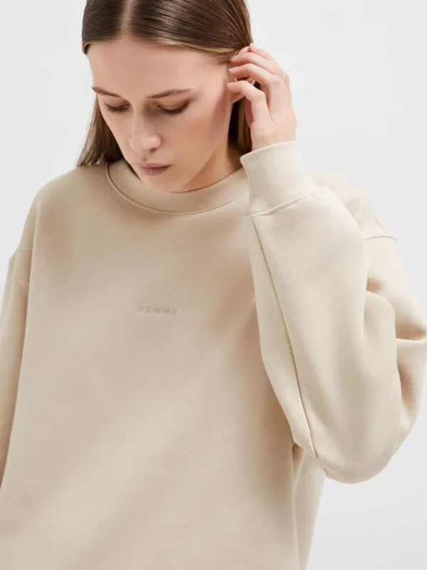 SELECTED LOGOTYPBRODERI SWEATSHIRT Beige Fashion