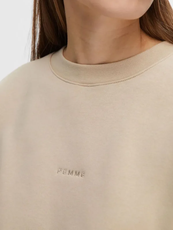 SELECTED LOGOTYPBRODERI SWEATSHIRT Beige Fashion