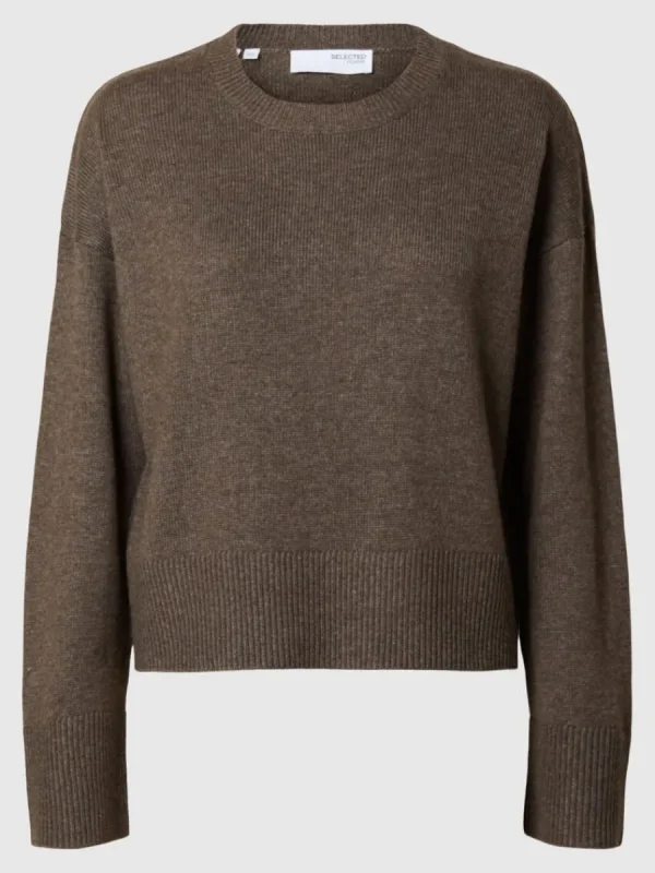 SELECTED LOOSE FIT RUNDRINGAD TRÖJA Brown Best Sale