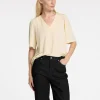 SELECTED LOOSE FIT V-RINGAD TOPP Beige Fashion