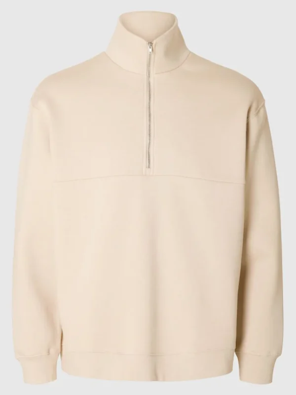 SELECTED LÖS PASSFORM BLIXTLÅSFÖRSEDD SWEATSHIRT Beige Shop