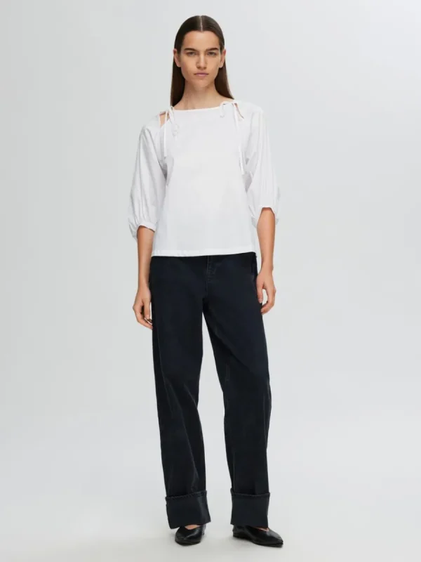 SELECTED LÖS PASSFORM BLUS MED 3/4-ÄRMAR White Hot