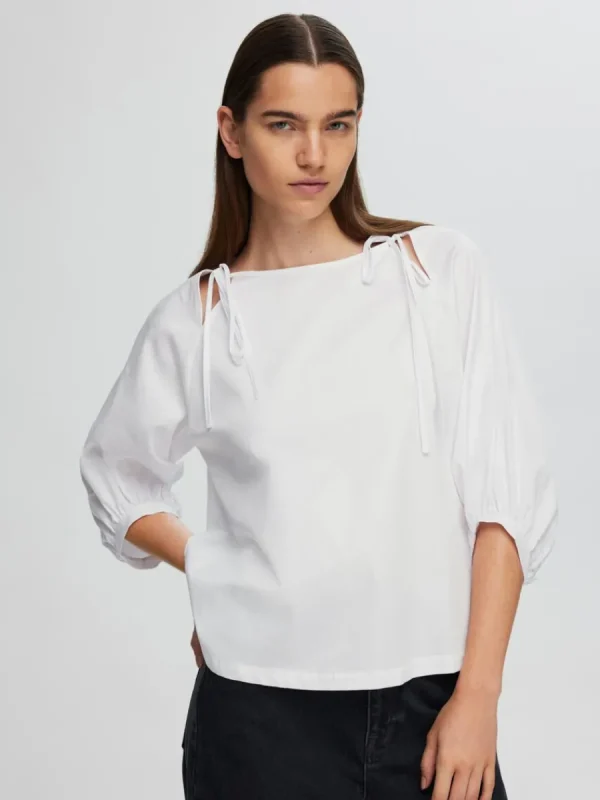 SELECTED LÖS PASSFORM BLUS MED 3/4-ÄRMAR White Hot